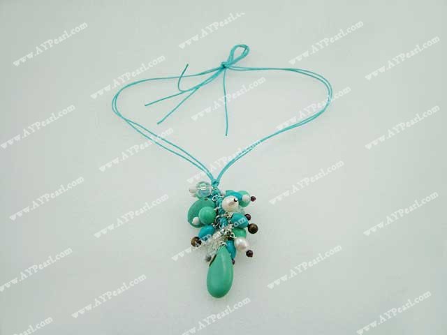 grenat collier turquoise perle