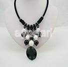 agate black gem necklace