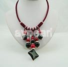 Wholesale black red stone necklace