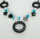 Wholesale Gemstone Jewelry-black agate blue gem necklace