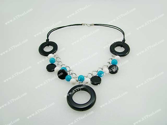 black agate blue gem necklace