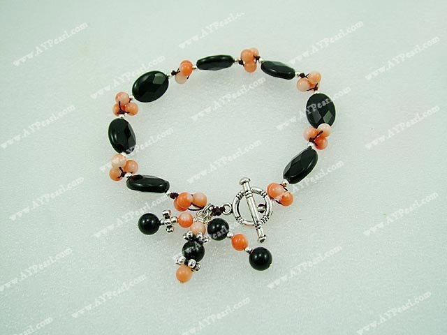 coral black crystal bracelet