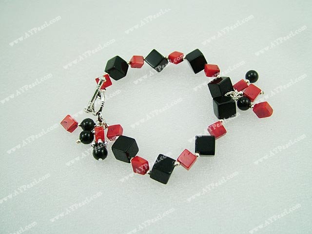 coral black gem bracelet