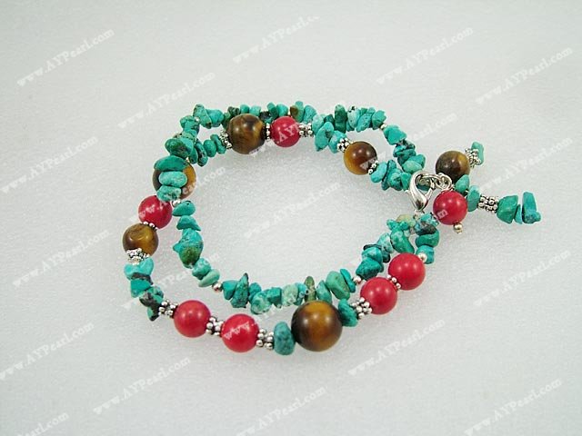turquoise coral tiger eye bracelet
