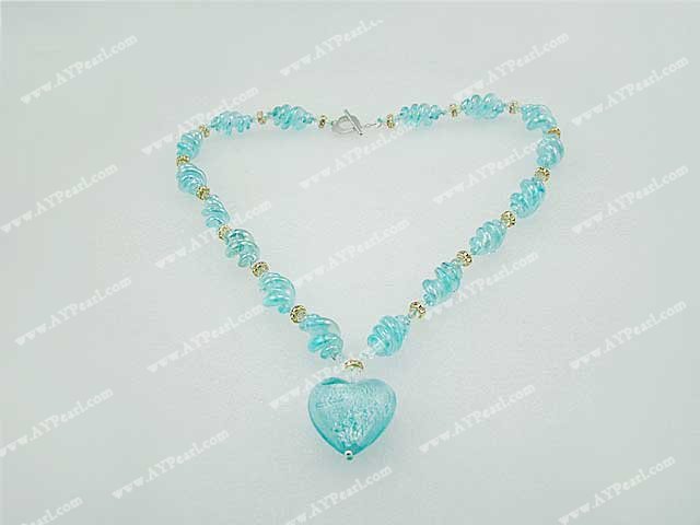 blue crystal colored glaze necklace