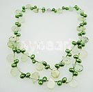 Wholesale Gemstone Jewelry-Green rutilated quartz pearl necklace