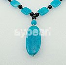 Wholesale Gemstone Jewelry-black agate blue gem necklace