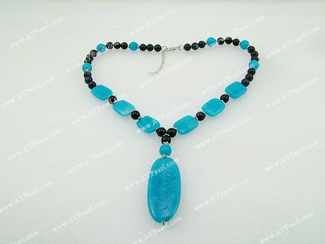 black agate blue gem necklace