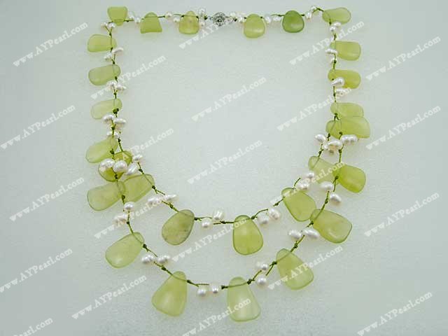 pearl olive jade necklace