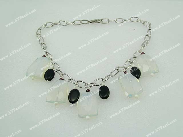 black gem garnet opal necklace