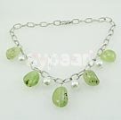 Green rutilated quartz seashell beads necklace