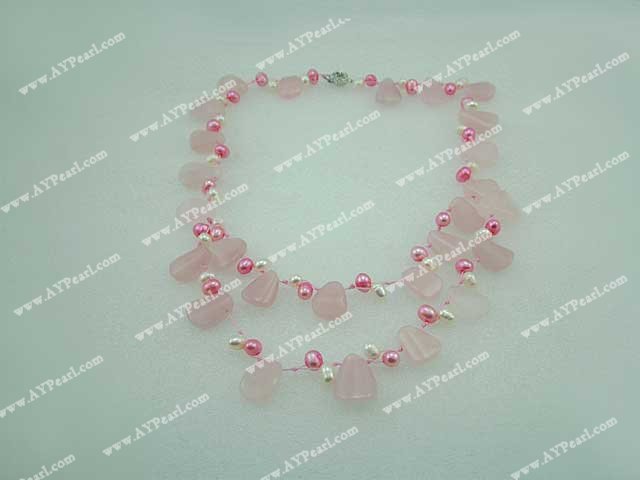 pearl rose quartz necklace