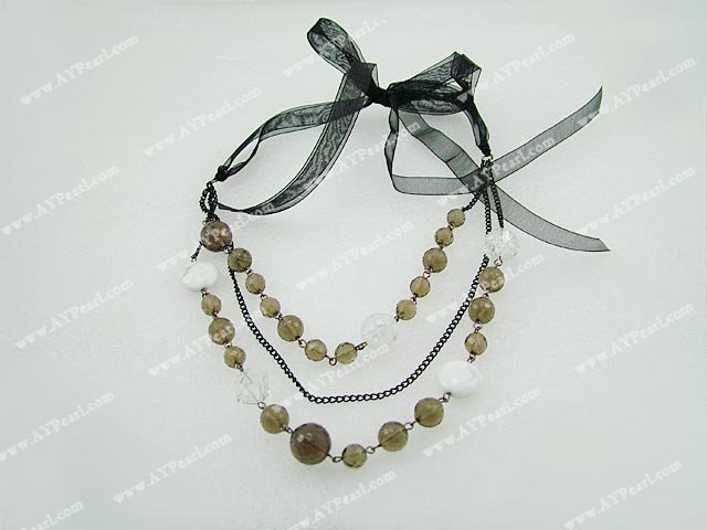 Crystal Jewelry Wholesale-smoky quartz white turquoise necklace