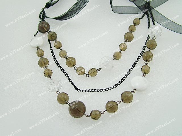 Crystal Jewelry Wholesale-smoky quartz white turquoise necklace