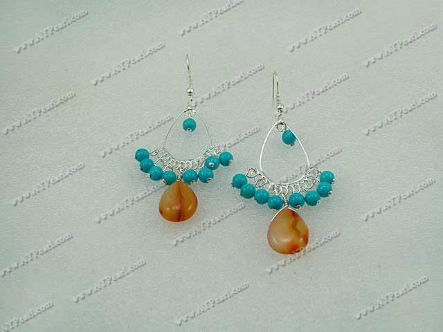 Coral & Turquoise Jewelry-turquoise agate earring