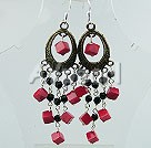 Wholesale earring-black crystal coral earrings