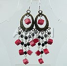 black crystal coral earrings