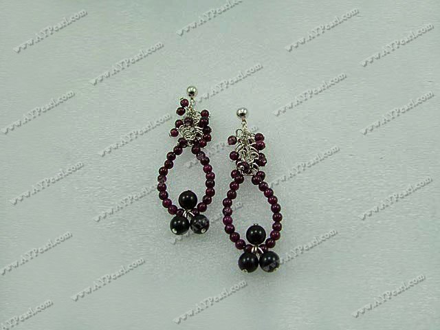 garnet black gem earrings