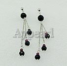 black crystal garnet earrings