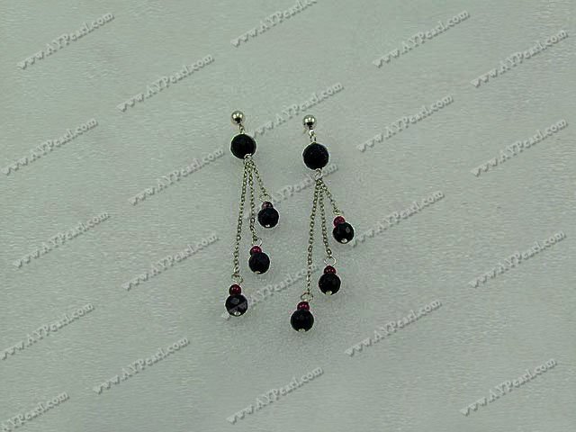 black crystal garnet earrings