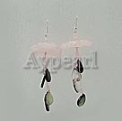 Boucles d'oreilles rose quartz shell