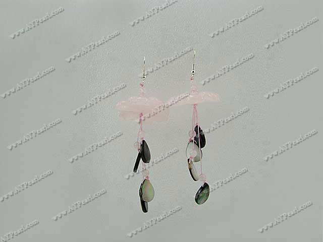 Boucles d'oreilles rose quartz shell