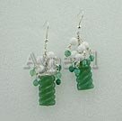 Wholesale green agate white porcelain earrings