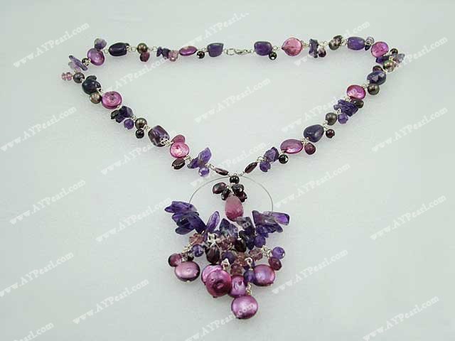 garnet amethyst pearl necklace