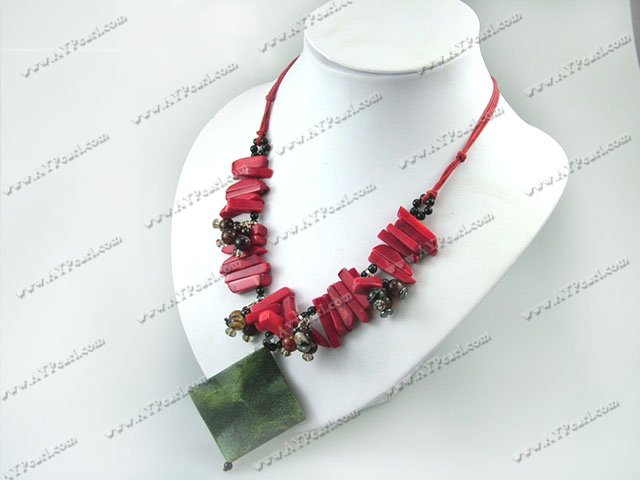 Coral Jewelry Wholesale-coral garnet black gem necklace