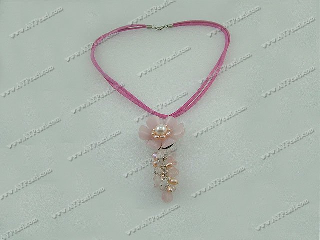 rose quartz pearl necklace