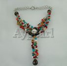 pearl agate coral crystal necklace