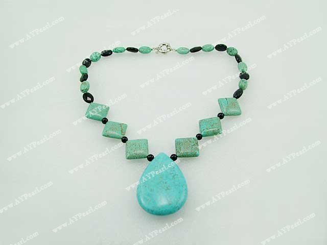 turquoise black gem necklace