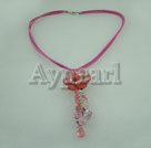 pearl  cherry quartz neckalce