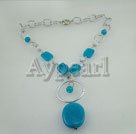 Wholesale white turquoise blue gem necklace