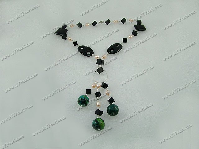 perle sort Agate kjede