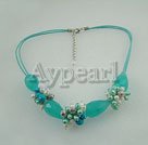 pearl turquoise crystal necklace