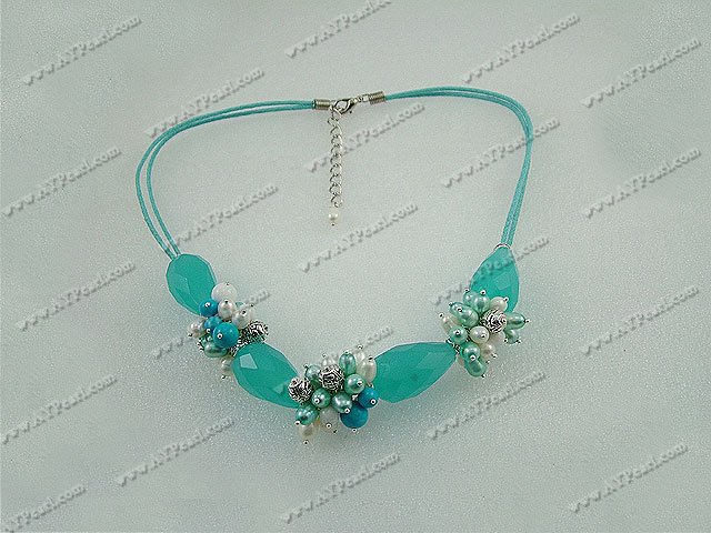 pearl turquoise crystal necklace