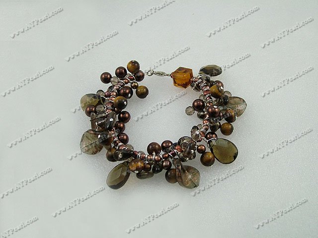Crystal Jewelry Wholesale-tiger eye pearl crystal bracelet