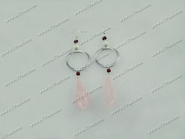 Wholesale Gemstone Jewelry-garnet rose quartz earrings