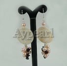 pearl shell garnet earrings