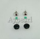 Wholesale Gemstone Earrings-garnet black agate earrings
