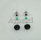 Boucles d'oreilles grenat agate noire