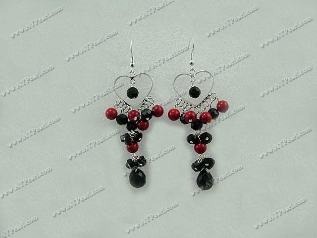 blood stone black crystal earrings