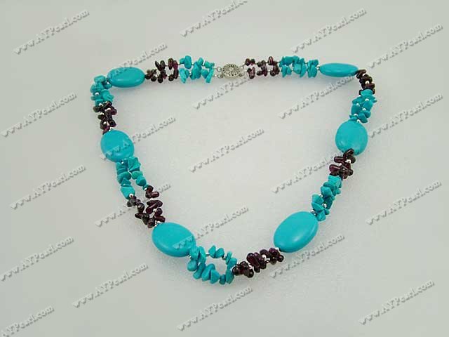 blue turquoise garnet necklace