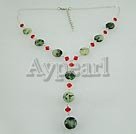 Green rutile de quartz collier en cristal rouge