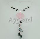 pearl rose quartz shell necklace