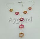 Wholesale Gemstone Jewelry-white crystal 3-color jade necklace