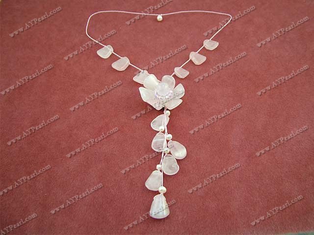 pearl rose quartz necklace