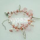 Wholesale Gemstone Bracelet-pearl rose quartz bracelet