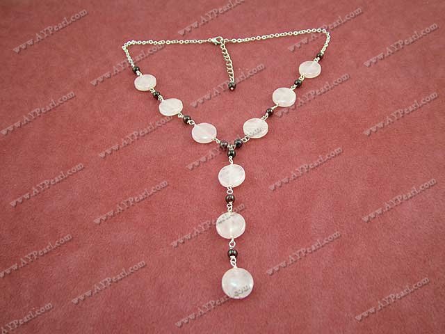 Wholesale Gemstone Jewelry-rose quartz garnet necklace